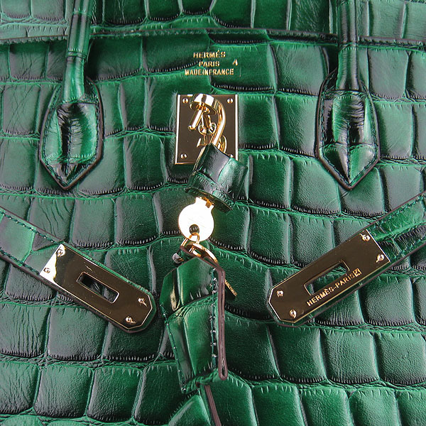 Replica Hermes Birkin 40CM Crocodile Veins Leather Bag Dark Green 6099 Online